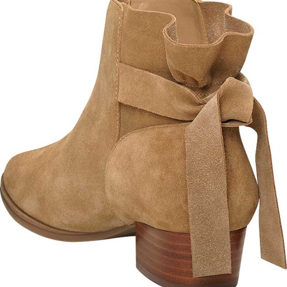 AEROSOLE Crosswalk Tan Suede TieBack Ankle Bootie - Picture 2 of 2
